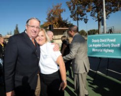 Dedication of a highway sign in memory of Deputy Powell